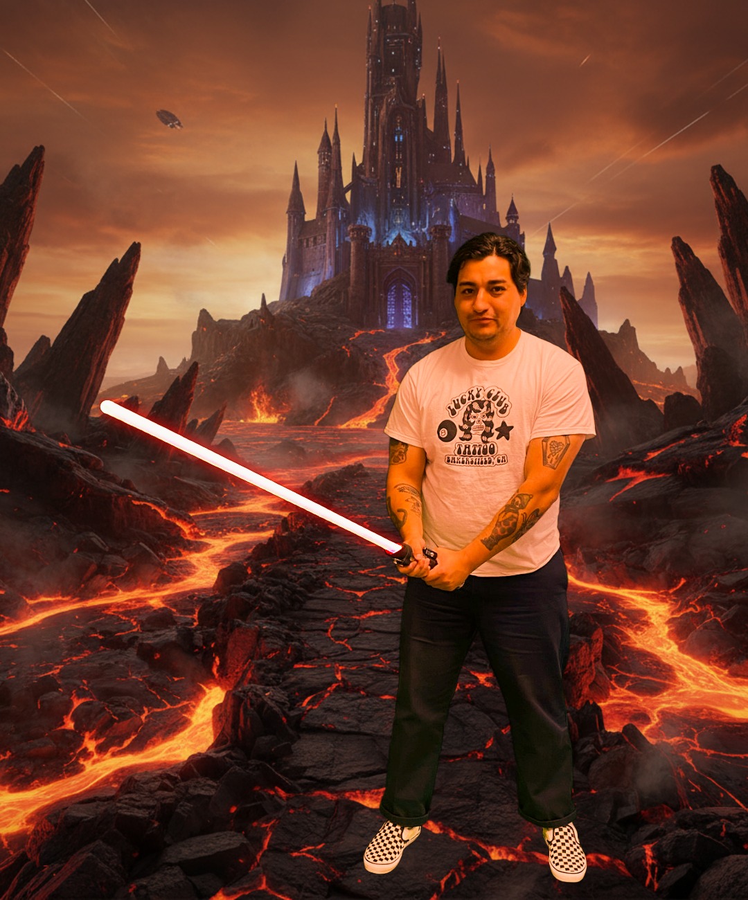 Person Holding Lightsaber