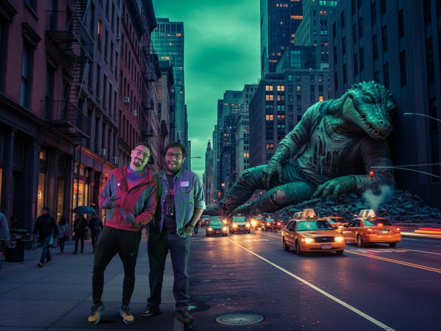 Man in Spiderman suit saved the day from Lizard creature