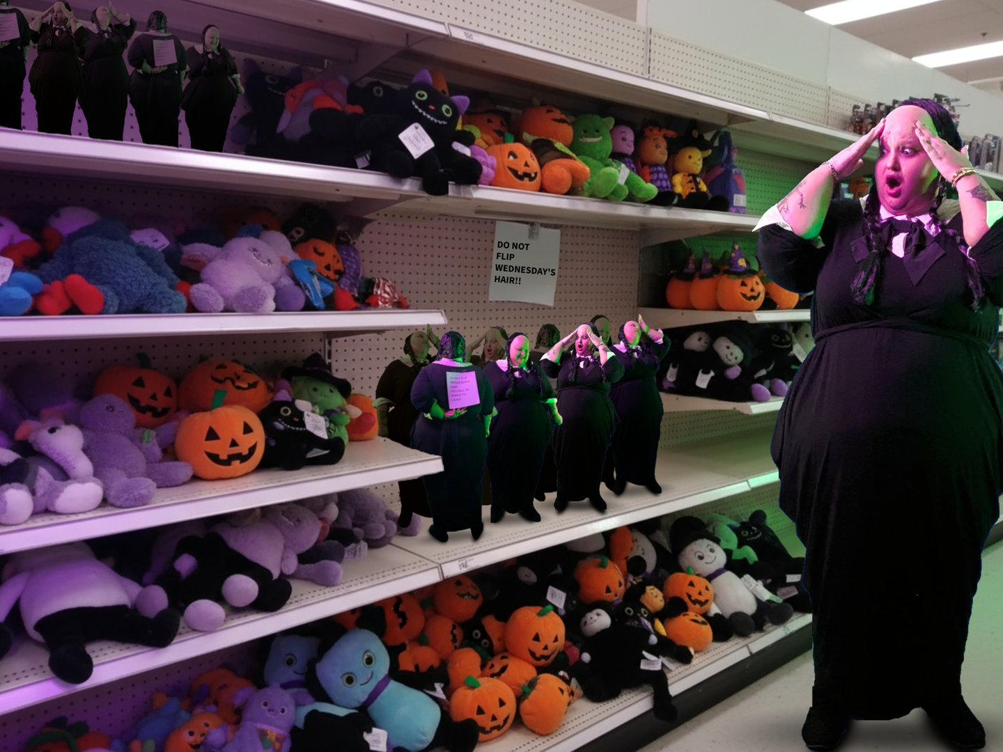 Woman and man dressed up as red riding hood and a werewolf